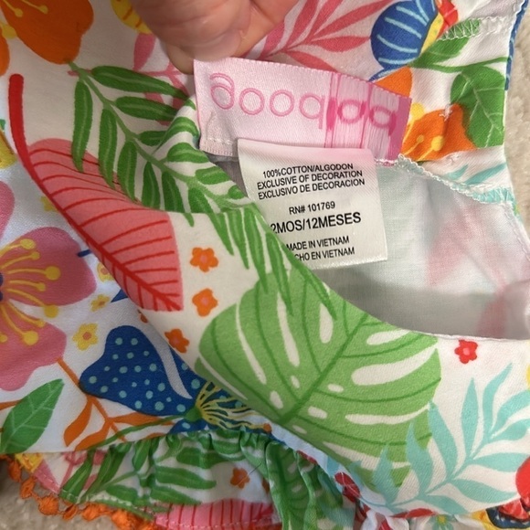 Good Lad Adorable Baby Girl Bubble Romper Colorful Floral Tropical Summer Ruffle - Picture 8 of 8